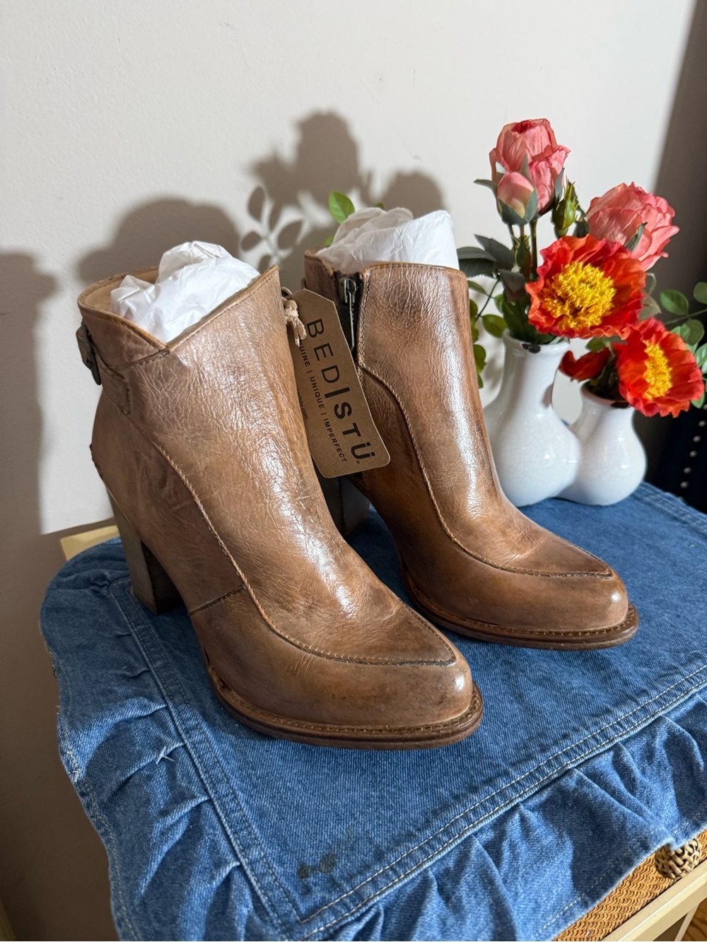 Bed Stu-Cobbler Collection Isla NIB GORGEOUS Leather Boots Rustic Tan 8.5 - Picture 7 of 13